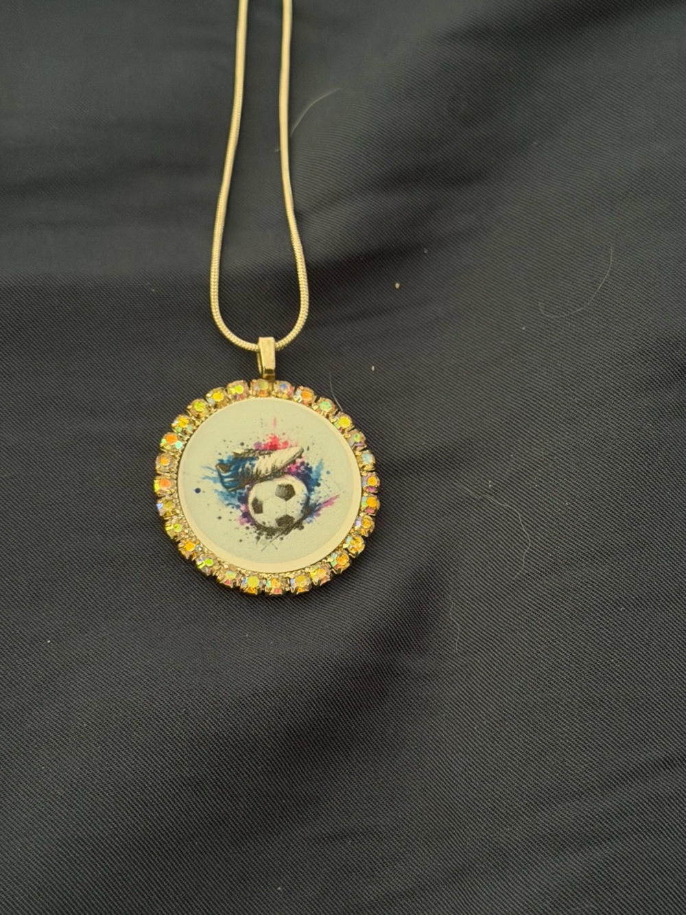 Soccer Art Pendant Necklace - Multicolor Accent